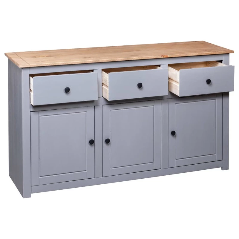 VidaXL Solid Wood Pine Sideboard Gray Panama Range Storage Cabinet Furniture 7 VidaXL Solid Wood Pine Sideboard Gray Panama Range Storage Cabinet Furniture - Image 7