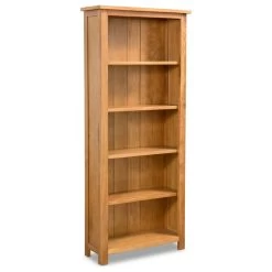 VidaXL Solid Oak Wood 5-Tier Bookcase Book Shelves Cabinets Display Shelf