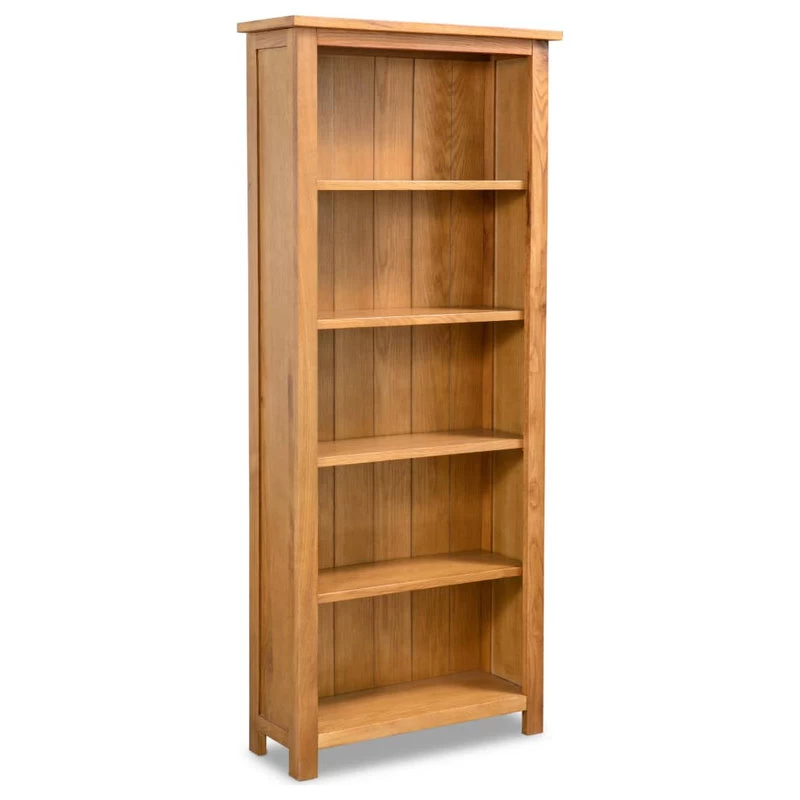 VidaXL Solid Oak Wood 5-Tier Bookcase Book Shelves Cabinets Display Shelf 1 VidaXL Solid Oak Wood 5-Tier Bookcase Book Shelves Cabinets Display Shelf