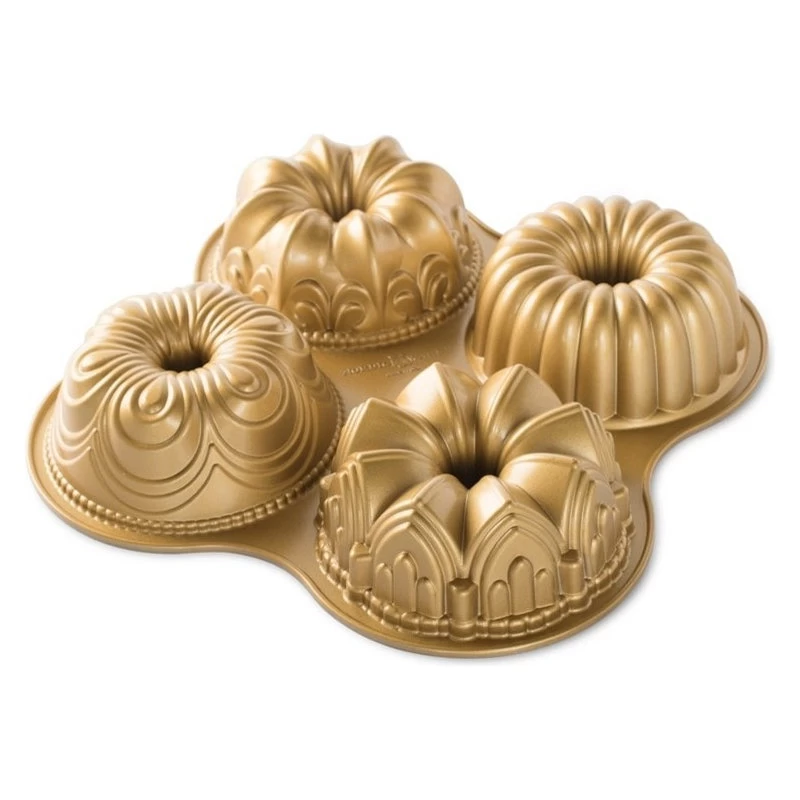 Nordic Ware Gold Cast Aluminum 9 Cup Bundt Quartet Pan 1 Nordic Ware Gold Cast Aluminum 9 Cup Bundt Quartet Pan
