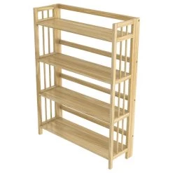 Stony Edge Folding Bookcase, 4 Shelves, 32", Natural