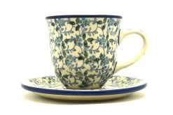 Polish Pottery 8 Oz. Cup & Saucer - Forget-Me-Knot