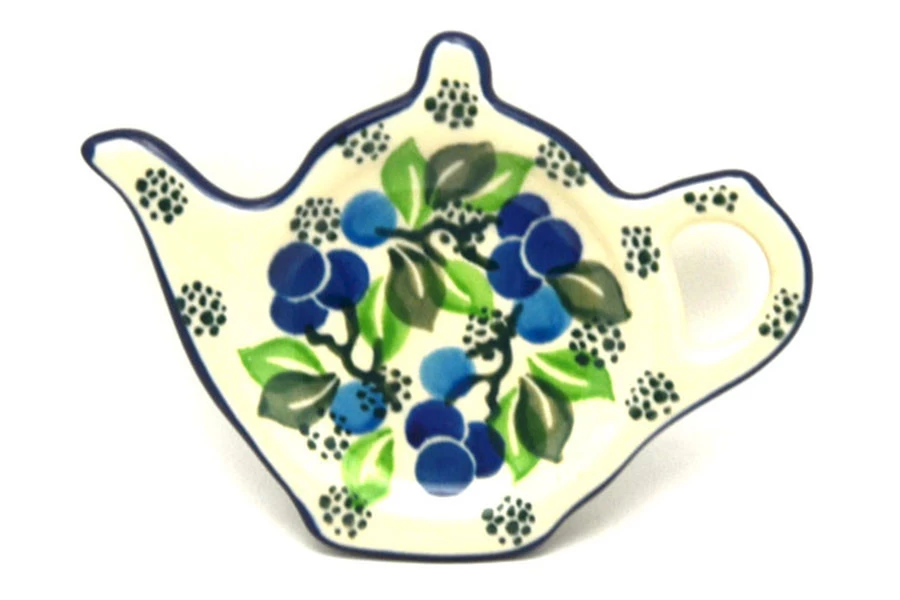 Polish Pottery Tea Bag Holder - Blue Berries 1 Polish Pottery Tea Bag Holder - Blue Berries
