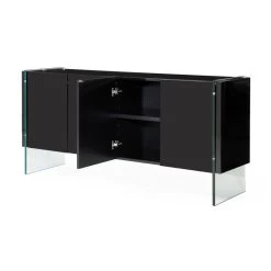 Modern Art Buffet Black Lacquer Cabinets Tempered Glass Base -High End Kitchen cf91debc0dc5eee7 8171 w800 h800 b1 p0