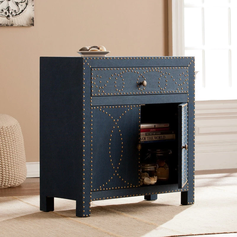 Florian Double-Door Cabinet, Navy 3 Florian Double-Door Cabinet, Navy - Image 3