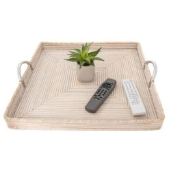 Artifacts Rattan Square Tray, Stainless Steel Handles, White Wash, 20"x20"x2" 8 Artifacts Rattan Square Tray, Stainless Steel Handles, White Wash, 20"x20"x2" -High End Kitchen d4a10ee40dc1d344 1351 w800 h800 b1 p0