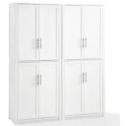 Bowery Hill Tall Wooden Shaker Pantry In White (Set Of 2) Finish