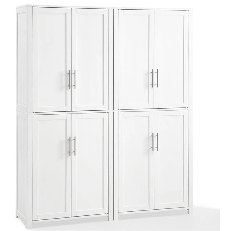 Bowery Hill Tall Wooden Shaker Pantry In White (Set Of 2) Finish 1 Bowery Hill Tall Wooden Shaker Pantry In White (Set Of 2) Finish