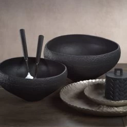 Matana Sand Organic Tall Black Ceramic Bowl, 9.75" Diameter -High End Kitchen dd31f9900cad003d 0076 w800 h800 b0 p0