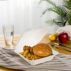 Oak PLUS Sugarcane Clamshell Containers, 300 Pack, White, 8.66"lx7.95"w, 1000ml -High End Kitchen de0139ca0f619ccd 4051 w800 h800 b0 p0