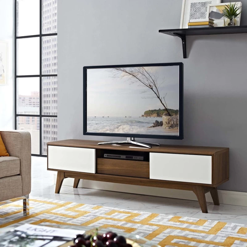 Envision 59" TV Stand, Walnut White 2 Envision 59" TV Stand, Walnut White - Image 2