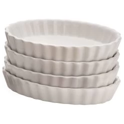 Chef's Tools 4-Piece Oval Creme Brelee Ramekin Set, White