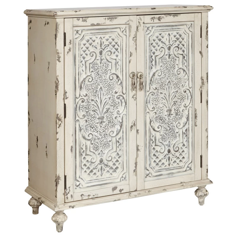Accentrics Home Two Door Fleur De Lis Accent Chest With White DS-P017017A 2 Accentrics Home Two Door Fleur De Lis Accent Chest With White DS-P017017A - Image 2