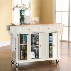 Crosley Natural Wood Top Kitchen Cart/Island, White Finish -High End Kitchen e2e17c340646334e 0041 w800 h800 b0 p0
