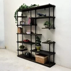 Nashville Industrial Mid-Century Etagere Bookcase,Black Metals & Espresso Wood -High End Kitchen e5b1ec830a6e5261 0143 w800 h800 b0 p0