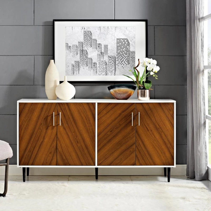 Walker Edison 58" 2-Tone Modern Bookmatch Buffet 2 Walker Edison 58" 2-Tone Modern Bookmatch Buffet - Image 2