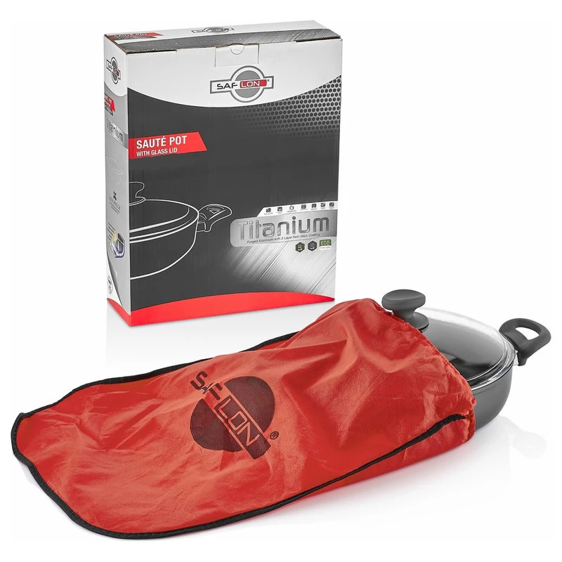Saflon Titanium Nonstick Saute Use Pot With Glass Lid, PFOA Free, 5-Quart 5 Saflon Titanium Nonstick Saute Use Pot With Glass Lid, PFOA Free, 5-Quart - Image 5