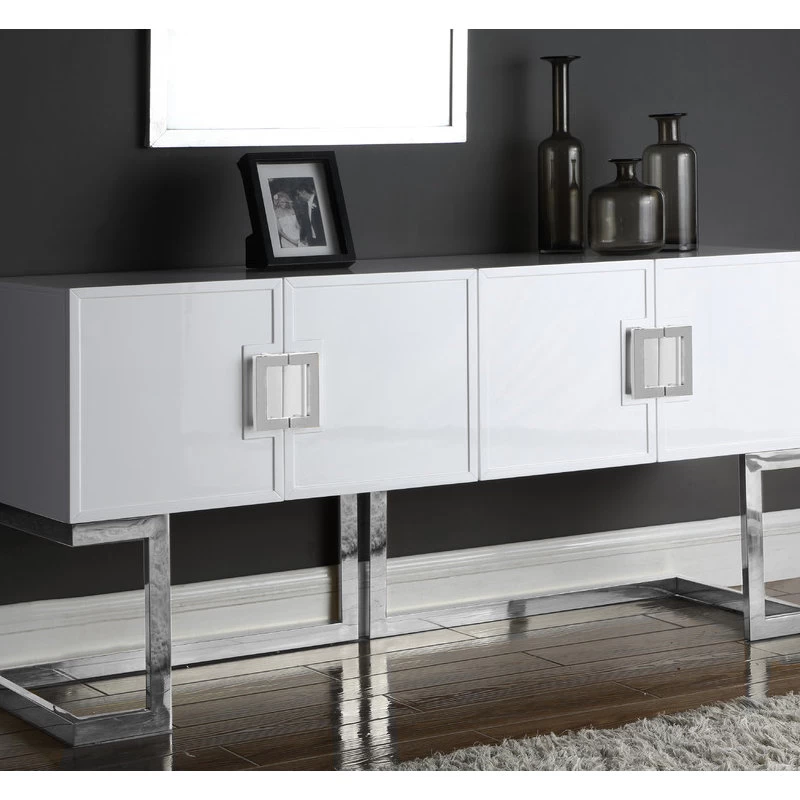 Beth Sideboard/Buffet, White, Chrome Base/Handles 3 Beth Sideboard/Buffet, White, Chrome Base/Handles - Image 3