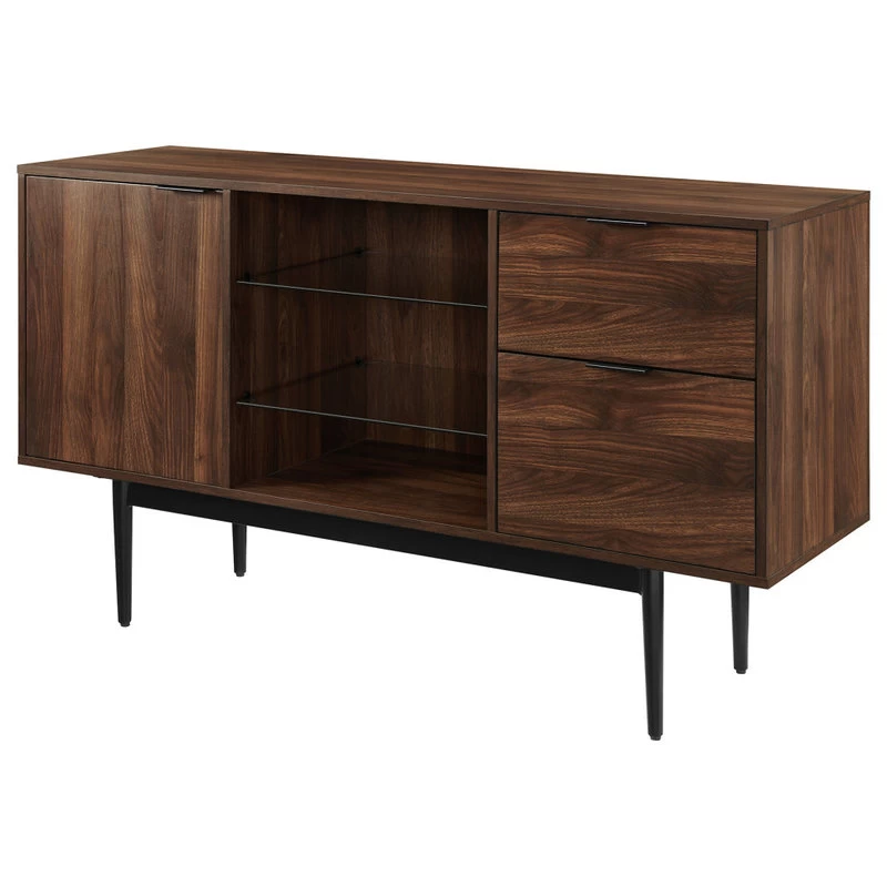 Walker Edison 52 Modern 2-Drawer Lifted Sideboard - Dark Walnut 3 Walker Edison 52 Modern 2-Drawer Lifted Sideboard - Dark Walnut - Image 3