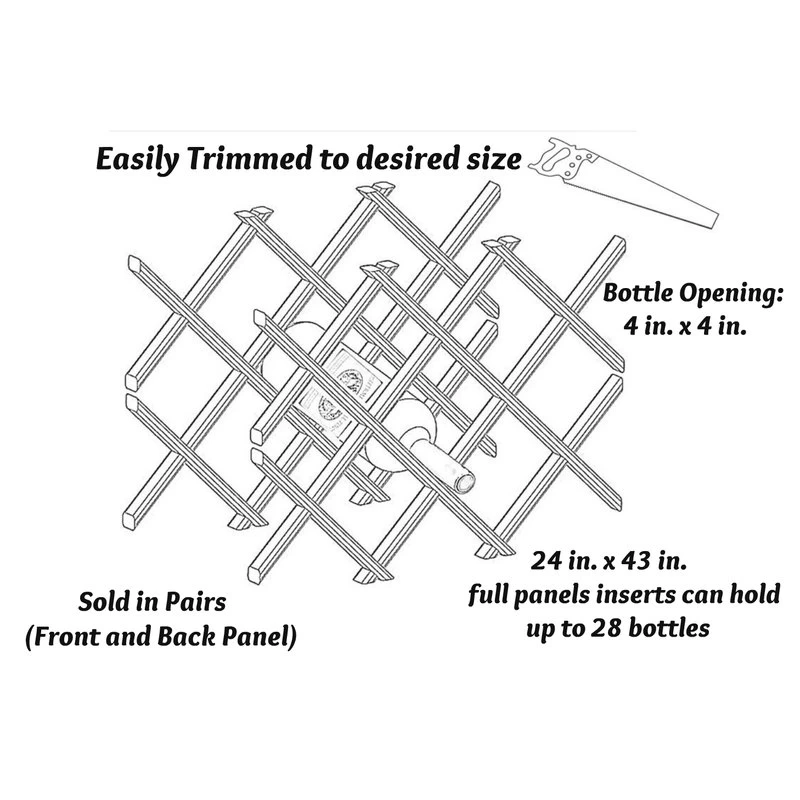 28-Bottle Trimmable Wine Rack Lattice Panel Inserts, Red Oak 4 28-Bottle Trimmable Wine Rack Lattice Panel Inserts, Red Oak - Image 4