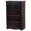 100% Solid Wood 4-Super Jumbo Drawer Chest, Java