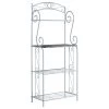 Destin 4 Tier Freestanding Kitchen Bakers Rack With White Metal Frame