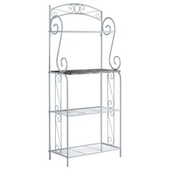 Destin 4 Tier Freestanding Kitchen Bakers Rack With White Metal Frame