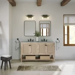 The Kerry Bathroom Vanity, Double Sink, 60", Natural, Freestanding