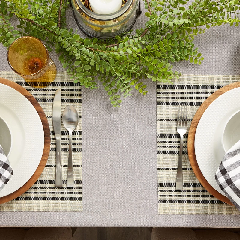 Black Farmhouse Stripe Pvc Woven Placemat Set Of 6 6 Black Farmhouse Stripe Pvc Woven Placemat Set Of 6 - Image 6