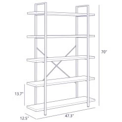 Industrial Bookcase Open Etagere Book Shelf Metal/Wood, Gray Wash, 5 Shelves -High End Kitchen f7f174220f116e25 2998 w800 h800 b1 p0