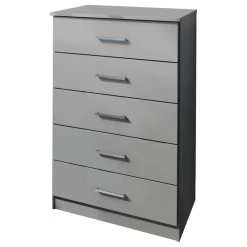 100% Solid Wood Metro 5-Drawer Chest, Gray