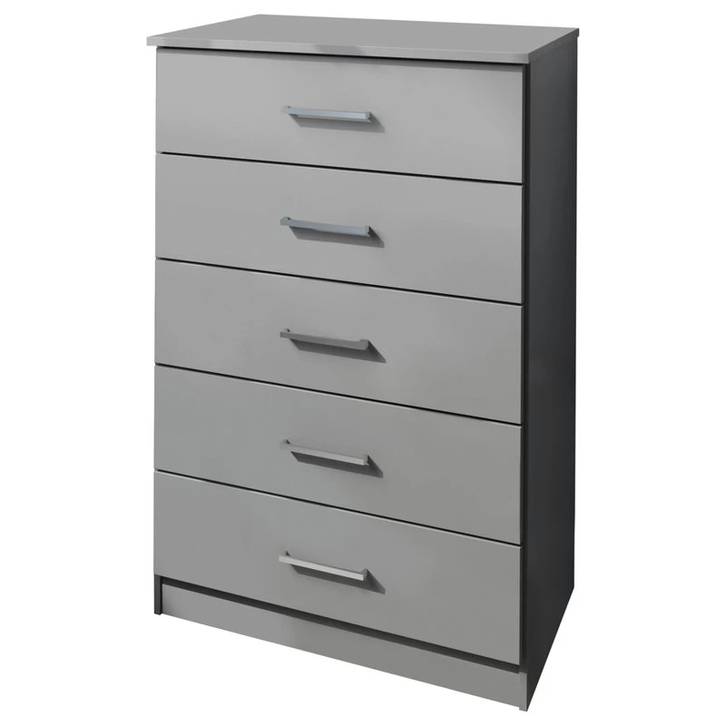 100% Solid Wood Metro 5-Drawer Chest, Gray 1 100% Solid Wood Metro 5-Drawer Chest, Gray