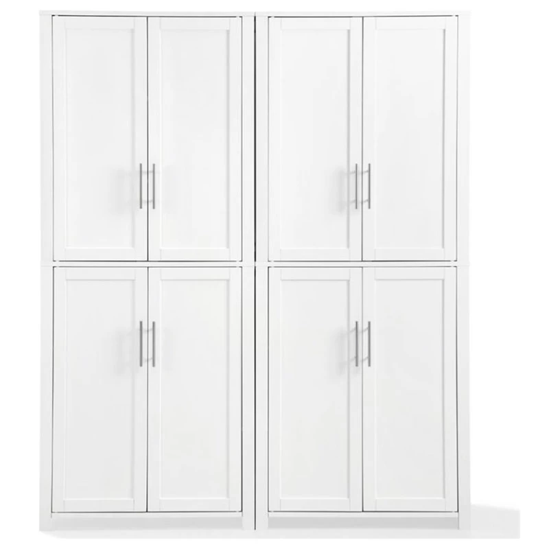 Bowery Hill Tall Wooden Shaker Pantry In White (Set Of 2) Finish 4 Bowery Hill Tall Wooden Shaker Pantry In White (Set Of 2) Finish - Image 4