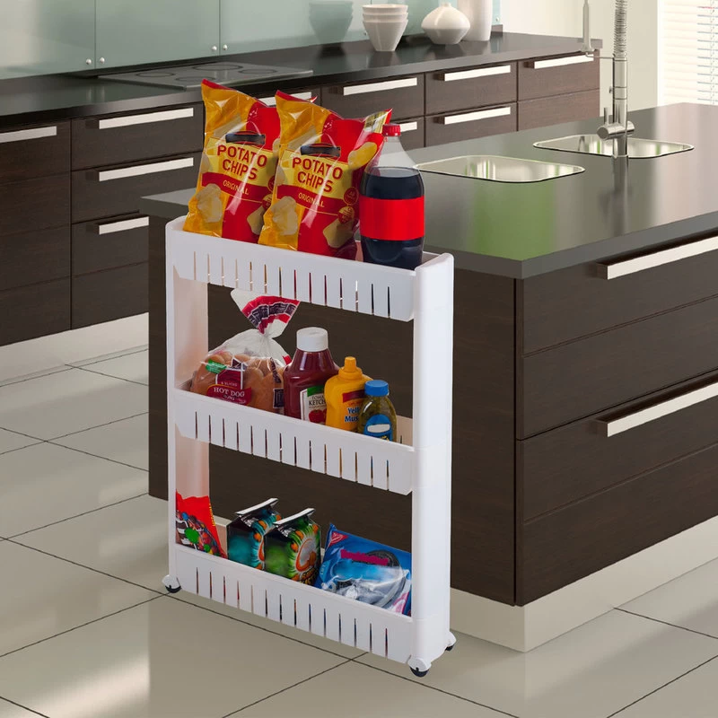 Mobile Shelving Unit Organizer With 3 Large Storage Baskets By Everyday Home 2 Mobile Shelving Unit Organizer With 3 Large Storage Baskets By Everyday Home - Image 2