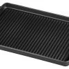 Chasseur 14" Caviar-Grey Rectangular French Enameled Cast Iron Grill Pan