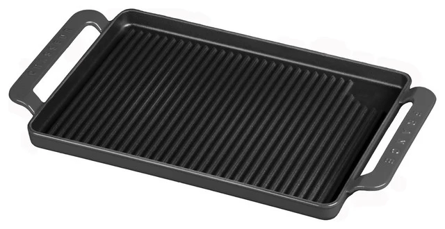 Chasseur 14" Caviar-Grey Rectangular French Enameled Cast Iron Grill Pan 1 Chasseur 14" Caviar-Grey Rectangular French Enameled Cast Iron Grill Pan