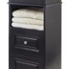 Pemberly Row Tall Cabinet With Glass Door And Drawer In Black Finish