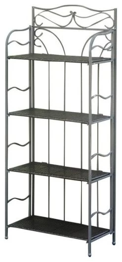 Pemberly Row 4 Tier 24" Bakers Rack In Chocolate
