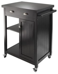 Winsome Wood Timber Kitchen Cart With Wainscot Panel