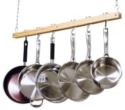Cooks Standard Ceiling Mount Wooden Pot Rack, Single Bar