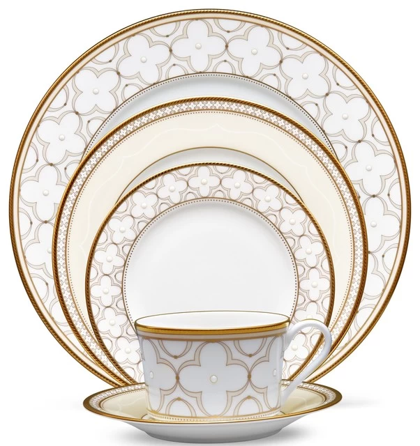 Noritake Trefolio Gold 5-Piece Place Setting 1 Noritake Trefolio Gold 5-Piece Place Setting