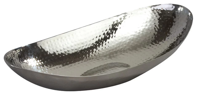 Elegance Stainless Steel, Oval Hammered Bowl, 13.5" 1 Elegance Stainless Steel, Oval Hammered Bowl, 13.5"