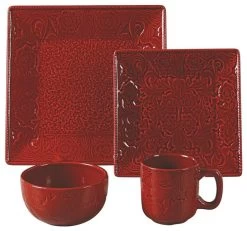 16-Piece Savanah Dishes Set, Red