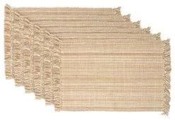 DII Variegated Taupe Fringe Placemat, Set Of 6