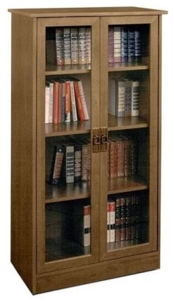 Ameriwood Home 4-Shelf Glass Door Barrister Bookcase In Inspire Cherry
