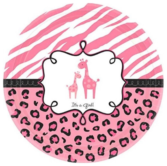 AMSCAN Sweet Safari Girl Baby Shower Party Round Plates, 18 Pieces, Made From Paper, Pi 1 AMSCAN Sweet Safari Girl Baby Shower Party Round Plates, 18 Pieces, Made From Paper, Pi