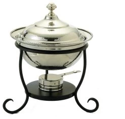 Round Polished Nickel Over S/S Chafing Dish, 3 Qt.