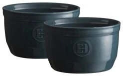 Emile Henry Blue Flame Ceramic 8.5 Ounce #10 Ramekin, Set Of 2